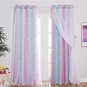 img 3 attached to 👶 NICETOWN Baby Room Decor: Versatile Styling Options with Romantic Star Cut Blackout Drapes for Birthday Party - Blue, Purple, Pink (W52 x L84)