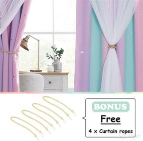 img 1 attached to 👶 NICETOWN Baby Room Decor: Versatile Styling Options with Romantic Star Cut Blackout Drapes for Birthday Party - Blue, Purple, Pink (W52 x L84)