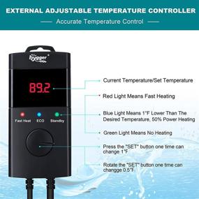 img 2 attached to 🐠 hygger Variable Frequency Aquarium Heater: 200W/300W/500W Quartz Fish Tank Heater with LED Digital Display Thermostat Controller