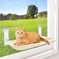 amosijoy cordless cat window perch with 4 strong suction cups - cat hammock for wall, anchors & screws included - solid metal frame, replaceable covers, foldable beds for indoor cats logo