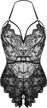 klier lace bodysuit for women - sexy sheer teddy with strappy detailing, deep v-neck, and mini babydoll design - perfect for naughty lingerie moments logo