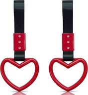 ❤️ red/black heart-shaped jdm tsurikawa rings: stylish car handle straps for warning & decor логотип