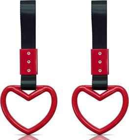 img 4 attached to ❤️ Red/Black Heart-shaped Jdm Tsurikawa Rings: Stylish Car Handle Straps for Warning & Decor