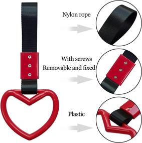 img 2 attached to ❤️ Red/Black Heart-shaped Jdm Tsurikawa Rings: Stylish Car Handle Straps for Warning & Decor