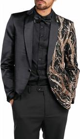 img 2 attached to Gold Sequin Slim Fit Dinner Tuxedo Blazer For Men'S Stylish Formal Attire