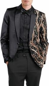 img 1 attached to Gold Sequin Slim Fit Dinner Tuxedo Blazer For Men'S Stylish Formal Attire