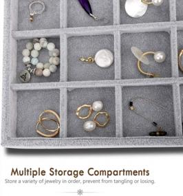 img 3 attached to Organize Your Jewelry In Style With Emibele'S 24 Grids Necklace Pendant Organizer - Velvet Stackable Jewelry Storage In Grey