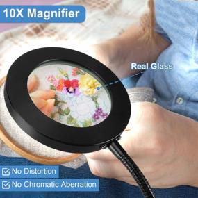 img 3 attached to 10X Magnifying Glass With Light, Real Glass Veemagni Desk Lamp With Clamp, 3 Color Modes Stepless Dimmable, Adjustable Gooseneck LED Lighted Magnifier With Light And Stand For Crafts Repair Close Work