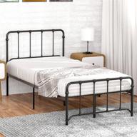 idealhouse metal bed frame twin size, 12 inch platform bed with vintage headboard and footboard sturdy premium steel slat support logo