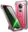 protect your moto g7/g7 plus with poetic's pink rugged case with built-in screen protector and kickstand - revolution series logo