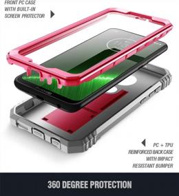 img 1 attached to Защитите свой Moto G7/G7 Plus с помощью прочного чехла Poetic'S Pink со встроенной защитной пленкой для экрана и подставкой - серия Revolution