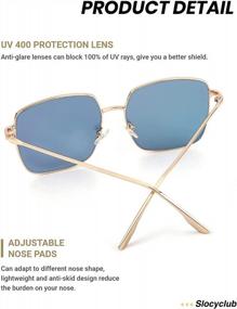 img 1 attached to Retro Cool: квадратные солнцезащитные очки Slocyclub для максимальной защиты от ультрафиолета