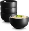 selamica ceramic japanese ramen bowls set, 38 ounce soup cereal bowls, 6.3 inches deep bowl for salad, udon, ramen, asian noodles, set of 4, black and black 1 logo