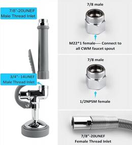 img 3 attached to 45" Flexible Stainless Steel Hose Pre Rinse Sprayer Assembly For Commercial Kitchen Faucet With CWM Spray Valve