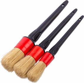 img 4 attached to Bzczh Detailing Brush Set, Natural Boars Hair Car Detailing Brush Set - 3 Pack, Clean Interior Or Exterior, Wheels, Tires, Engine Bay, Leather Seats, Car Detailing Kit, Detailing Brush
