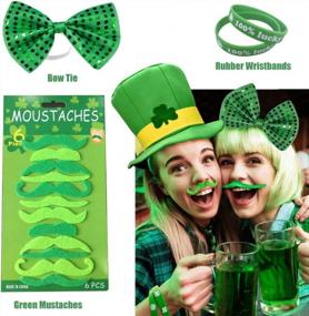 img 2 attached to 9 Pack St Patrick'S Day Accessory Set Irish Party Favor Supplies Shamrock Top Hat And Beard/Shamrock Necklaces/Bow Tie/Eyeglass/Rubber Wristbands For Party,Parade Or Celebration