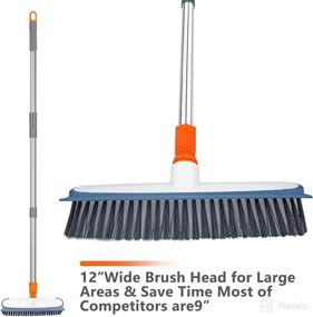 img 3 attached to 🧹 XUCAI Scrub Brush for Floor Cleaning: Wide Head, Rubber Squeegee, Stiff Bristles, Long Handle – Ideal for Bathroom, Shower, Carpet, Wall, Boat Deck