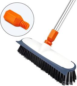 img 1 attached to 🧹 XUCAI Scrub Brush for Floor Cleaning: Wide Head, Rubber Squeegee, Stiff Bristles, Long Handle – Ideal for Bathroom, Shower, Carpet, Wall, Boat Deck