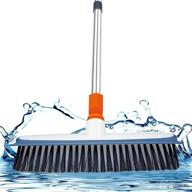 🧹 xucai scrub brush for floor cleaning: wide head, rubber squeegee, stiff bristles, long handle – ideal for bathroom, shower, carpet, wall, boat deck logo