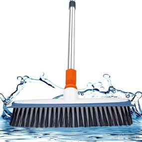 img 4 attached to 🧹 XUCAI Scrub Brush for Floor Cleaning: Wide Head, Rubber Squeegee, Stiff Bristles, Long Handle – Ideal for Bathroom, Shower, Carpet, Wall, Boat Deck