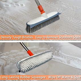 img 2 attached to 🧹 XUCAI Scrub Brush for Floor Cleaning: Wide Head, Rubber Squeegee, Stiff Bristles, Long Handle – Ideal for Bathroom, Shower, Carpet, Wall, Boat Deck