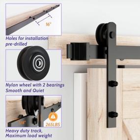 img 1 attached to Upgrade Your Space With SKYSEN 7FT Single Sliding Barn Door Hardware Kit - Smooth, Quiet & Easy To Install | Available In 4FT-13FT Lengths - 1/4” Thick Material - Black (I Shape)