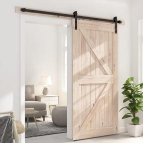img 3 attached to Upgrade Your Space With SKYSEN 7FT Single Sliding Barn Door Hardware Kit - Smooth, Quiet & Easy To Install | Available In 4FT-13FT Lengths - 1/4” Thick Material - Black (I Shape)