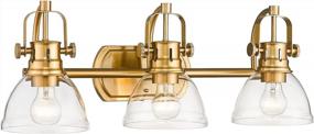 img 4 attached to Zeyu 3-Light 24-дюймовый золотой светильник для туалетного столика - современный прозрачный стеклянный абажур над зеркалом для ванной комнаты, ZY50B-3W BG