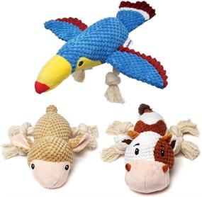img 4 attached to Lovable Large Breed Dog Toy Set With Squeakers, Plush Animal Stuffed Toys For Puppies, Durable Chewing Dog Toys For Small, Medium, And Large Breeds