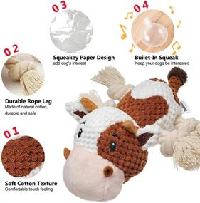 img 3 attached to Lovable Large Breed Dog Toy Set With Squeakers, Plush Animal Stuffed Toys For Puppies, Durable Chewing Dog Toys For Small, Medium, And Large Breeds