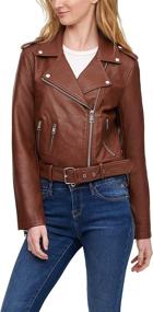 img 4 attached to Levis Womens Leather Asymmetrical Motorcycle Women's Clothing ~ Coats, Jackets & Vests