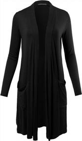 img 4 attached to Women'S Lightweight Long Sleeve Rayon Spandex Cardigan With Open Front Pockets