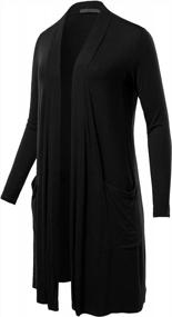 img 3 attached to Women'S Lightweight Long Sleeve Rayon Spandex Cardigan With Open Front Pockets