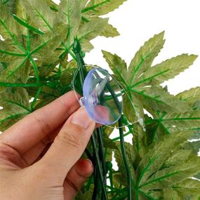 img 1 attached to 🌿 Reptile Silk Plants Leaves by FiveBull: Habitat Amphibian Accessories for Tank Decoration, Climbing Vines & Suction Cup Decorate Grass Leaf - Ideal for Reptile & Amphibian Habitat Plants