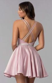 img 2 attached to Women'S Satin Scoop Neck Open-Back Homecoming Dress Short Evening Party Gown With Pockets