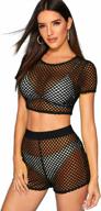 sassy & comfortable: sweatyrocks women's fishnet crop top & shorts outfit set logo