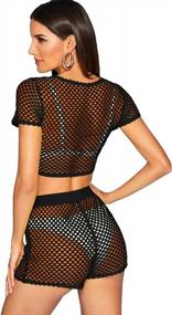 img 3 attached to Sassy & Comfortable: SweatyRocks Women'S Fishnet Crop Top & Shorts Outfit Set