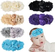 🌸 adorable ever fairy chiffon lace flower baby girls turban headband with pearl accent – a delicate head wrap for your little princess logo