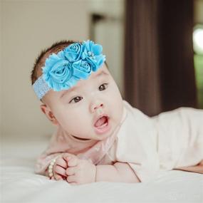 img 1 attached to 🌸 Adorable Ever Fairy Chiffon Lace Flower Baby Girls Turban Headband with Pearl Accent – A Delicate Head Wrap for Your Little Princess