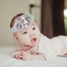 img 3 attached to 🌸 Adorable Ever Fairy Chiffon Lace Flower Baby Girls Turban Headband with Pearl Accent – A Delicate Head Wrap for Your Little Princess