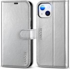 img 4 attached to TUCCH RFID Blocking Wallet Case For IPhone 13 With Card Slot, Shockproof TPU Case, PU Leather Magnetic Flip Cover - Compatible With IPhone 13 6.1-Inch 2021 - Shiny Silver