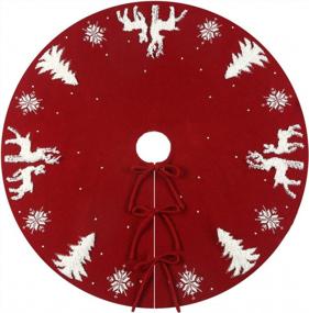 img 3 attached to Luxury Red 3D Knitted Christmas Tree Skirt 48" - Sattiyrch