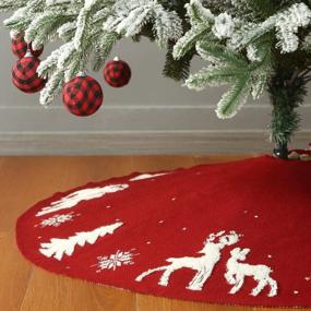 img 4 attached to Luxury Red 3D Knitted Christmas Tree Skirt 48" - Sattiyrch