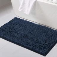 темно-синий нескользящий коврик для ванной: очень толстый пушистый коврик для ванной из шенилла для прихожей, гостиной и внутренних помещений - 20 дюймов x 32 логотип