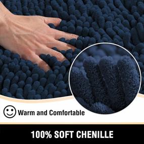img 2 attached to Navy Non-Slip Bath Mat: Extra Thick, Chenille Fluffy Shag Bathroom Rug For Entryway, Living Room, And Indoor Spaces - 20" X 32