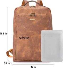img 2 attached to Винтажный кожаный рюкзак для ноутбука для женщин 15,6 дюймов - бизнес-рюкзак CLUCI для путешествий в колледже