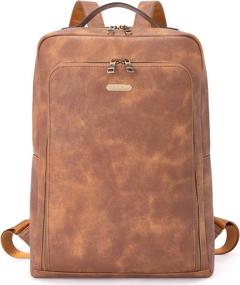img 4 attached to Винтажный кожаный рюкзак для ноутбука для женщин 15,6 дюймов - бизнес-рюкзак CLUCI для путешествий в колледже