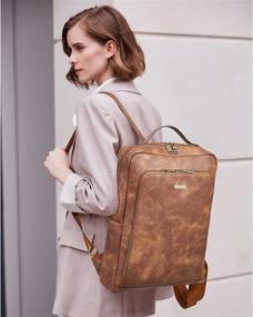 img 3 attached to Винтажный кожаный рюкзак для ноутбука для женщин 15,6 дюймов - бизнес-рюкзак CLUCI для путешествий в колледже