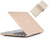 golden ultra-slim hard case for macbook pro retina 13" (model a1502/a1425) with keyboard cover - 2 in 1 protective cover logo