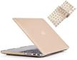 golden ultra-slim hard case for macbook pro retina 13" (model a1502/a1425) with keyboard cover - 2 in 1 protective cover logo